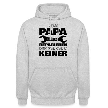 Wenn Papa es nicht reparieren kann ... - Unisex Hoodie - Hellgrau meliert - Vorne - Alina (178cm) & Michal (187cm)