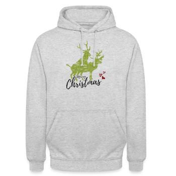 Merry Christmas Rentiere Sex Geschenkidee - Unisex Hoodie - Hellgrau meliert - Vorne - Alina (178cm) & Michal (187cm)