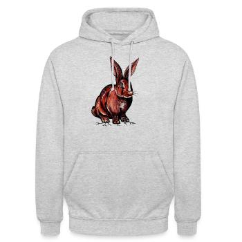 Kaninchen - Unisex Hoodie - Hellgrau meliert - Vorne - Alina (178cm) & Michal (187cm)
