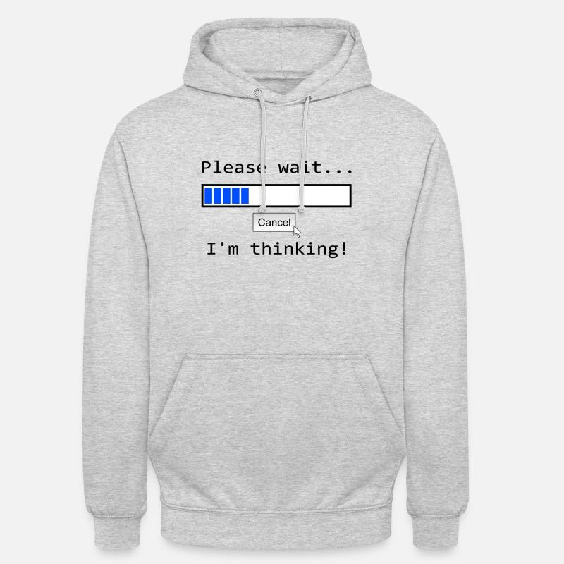 "Please wait... I'm thinking" Ladebalken - Unisex Hoodie - Hellgrau meliert