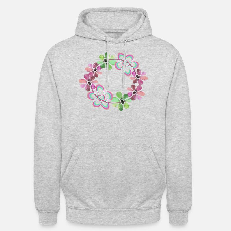 Fleurs fleurs - Sweat-shirt à capuche unisexe - gris clair chiné