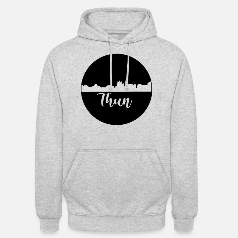 thun,skyline,graffiti, coupe à ciseaux,noir - Sweat-shirt à capuche unisexe - gris clair chiné