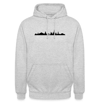 Skyline Dresden - Unisex Hoodie - Hellgrau meliert - Vorne - Alina (178cm) & Michal (187cm)