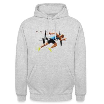 ATHLETIK - Unisex Hoodie - Hellgrau meliert - Vorne - Alina (178cm) & Michal (187cm)