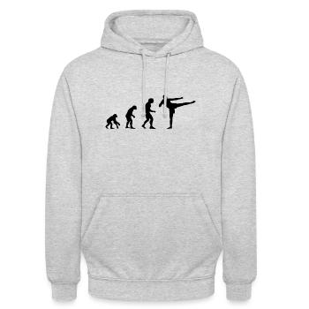 Kickboxen Evolution Boxen Geschenk Sport - Unisex Hoodie - Hellgrau meliert - Vorne - Alina (178cm) & Michal (187cm)