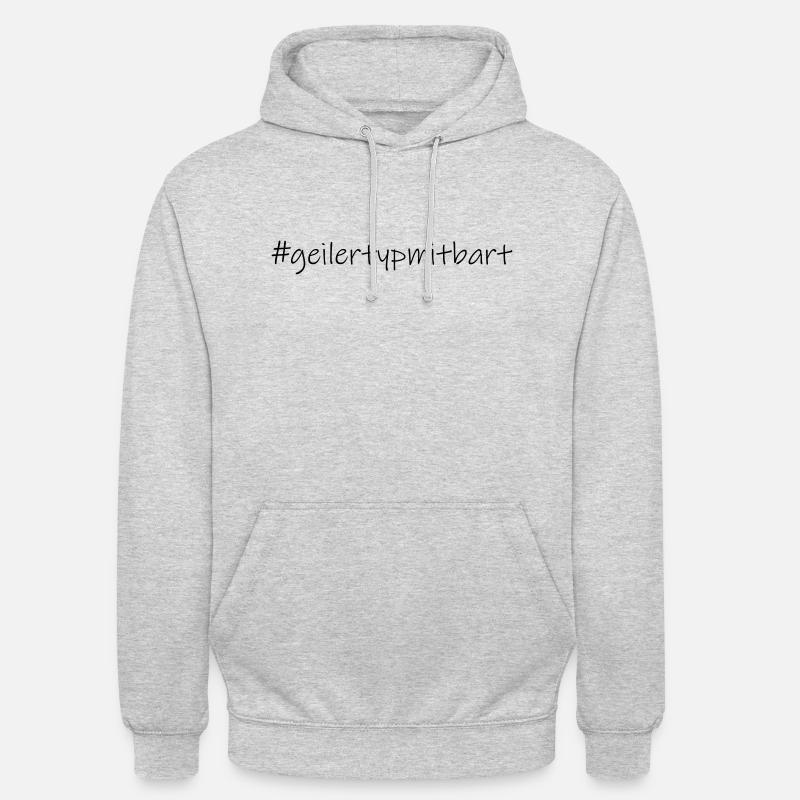#geilertypmitbart (D00108) - Unisex Hoodie - Hellgrau meliert