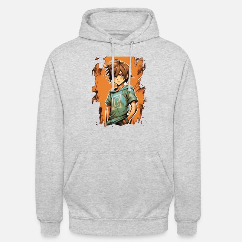 Garçon d’anime - Sweat-shirt à capuche unisexe - gris clair chiné