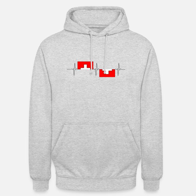 Herzfrequenz Schweiz - Unisex Hoodie - Hellgrau meliert