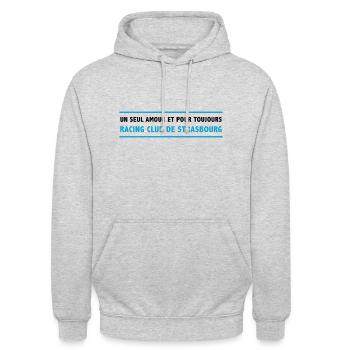 Racing Club de Strasbourg - Sweat-shirt à capuche unisexe - gris clair chiné - Devant - Alina (178cm) & Michal (187cm)
