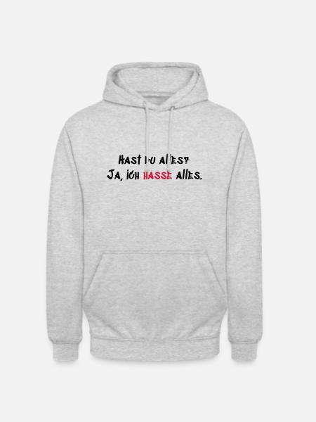 Hast du Alles - Unisex Hoodie - Hellgrau meliert