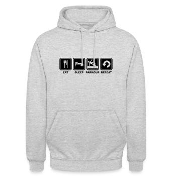 Manger dormir répéter - Sweat-shirt à capuche unisexe - gris clair chiné - Devant - Alina (178cm) & Michal (187cm)