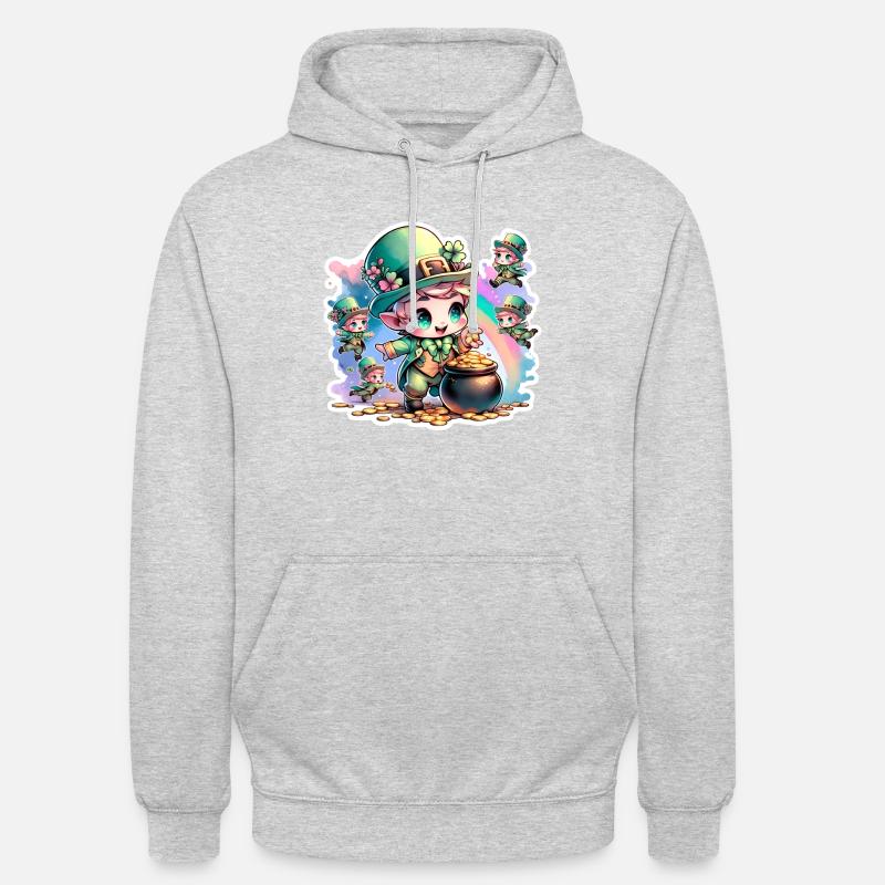 St. Patrick's Day Chibi Kobolde - Unisex Hoodie - Hellgrau meliert