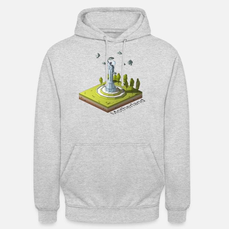 Geometrisches Low-Poly Das Mutterland ruft - Unisex Hoodie - Hellgrau meliert