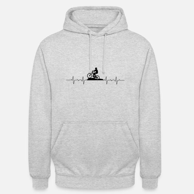 Herzfrequenz mit Mountainbiker - Unisex Hoodie - Hellgrau meliert