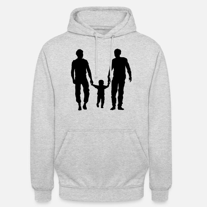 2 Väter mit Kind - Unisex Hoodie - Hellgrau meliert