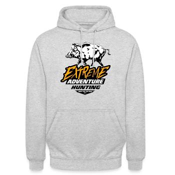 Chasseur - Chasse - Chasse - Sanglier - Sweat-shirt à capuche unisexe - gris clair chiné - Devant - Alina (178cm) & Michal (187cm)