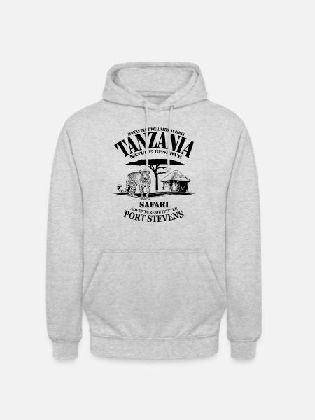 Tansanie - Tanzanie - Léopard - Sweat-shirt à capuche unisexe - gris clair chiné