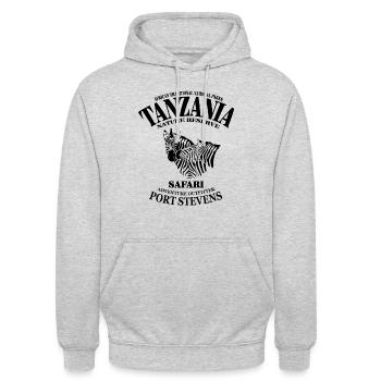 Tanzanie - Zèbre - Sweat-shirt à capuche unisexe - gris clair chiné - Devant - Alina (178cm) & Michal (187cm)