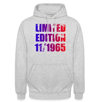 59e anniversaire Edition limitée 11/1965 - Sweat-shirt à capuche unisexe - gris clair chiné - Devant - Alina (178cm) & Michal (187cm)