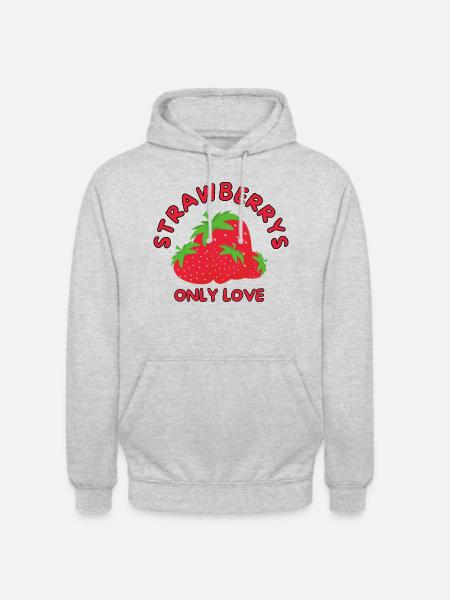 STRAWBERRYS Only Love - Unisex Hoodie - Hellgrau meliert