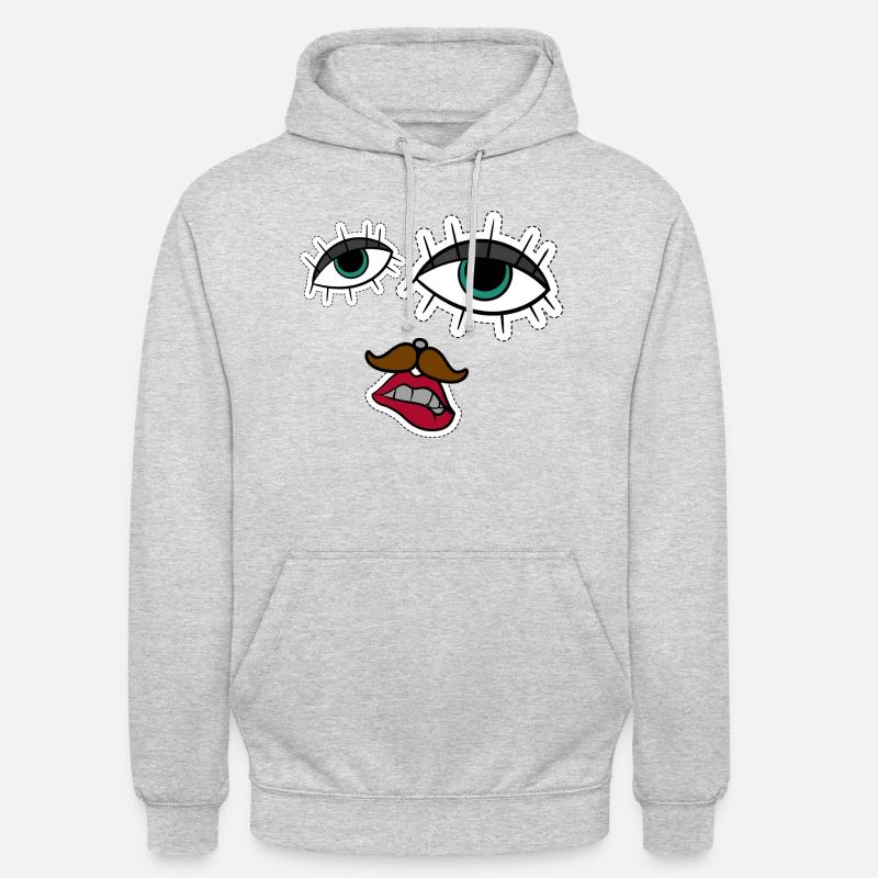 visage abstrait drôle et créatif - Sweat-shirt à capuche unisexe - gris clair chiné