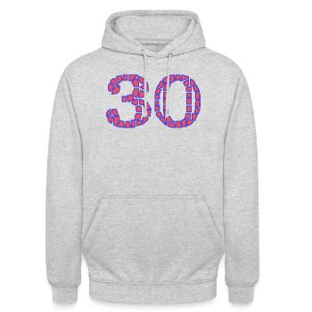 30. 30 YEARS. 30th ANNIVERSARY. 30 YEARS ANNIVERSARY. - Unisex Hoodie - light heather grey - Front - Alina (178cm) & Michal (187cm)
