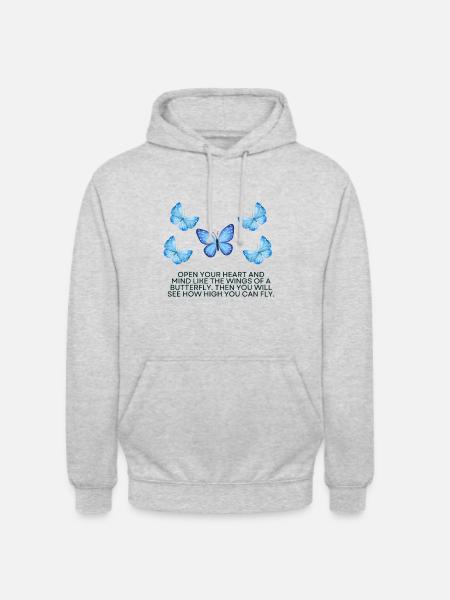 Butterfly - Unisex Hoodie - Hellgrau meliert