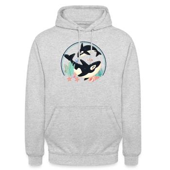 Orca baby and mother - Unisex Hoodie - light heather grey - Front - Alina (178cm) & Michal (187cm)