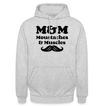 M&M (Moustaches & Muscles) - Sweat-shirt à capuche unisexe - gris clair chiné - Devant - Alina (178cm) & Michal (187cm)