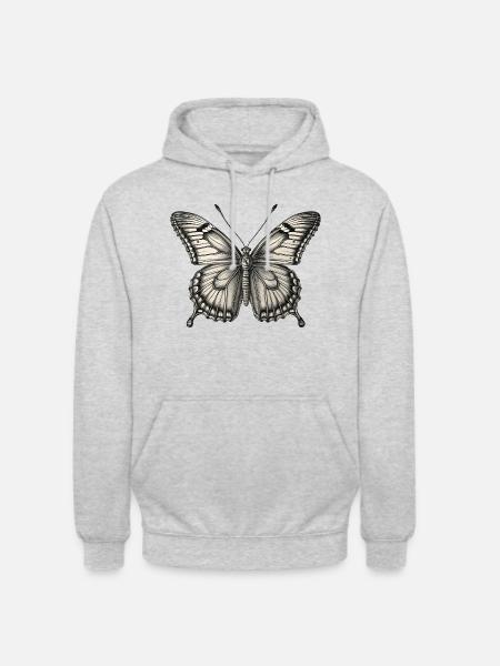 Schmetterling - Unisex Hoodie - Hellgrau meliert