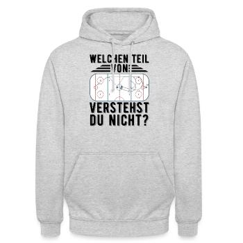 Eishockey | Sport Eishockey Maske Geschenkideen - Unisex Hoodie - Hellgrau meliert - Vorne - Alina (178cm) & Michal (187cm)