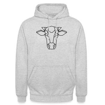 Kuh geometric - Unisex Hoodie - Hellgrau meliert - Vorne - Alina (178cm) & Michal (187cm)
