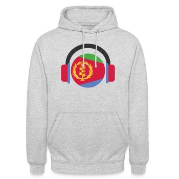 Eritrea Flagge Kopfhörer - Unisex Hoodie - Hellgrau meliert - Vorne - Alina (178cm) & Michal (187cm)