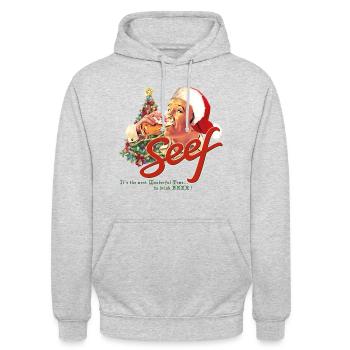 Seef, die schlimmste Zeit, Bier zu trinken! - Unisex Hoodie - Hellgrau meliert - Vorne - Alina (178cm) & Michal (187cm)