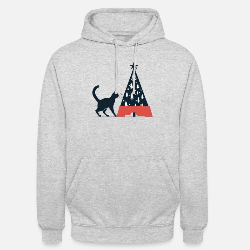 Chat de Noël - Sweat-shirt à capuche unisexe - gris clair chiné