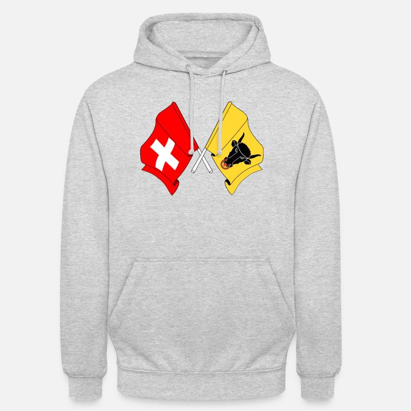 Drapeau de la Suisse et drapeau d’Uri - Sweat-shirt à capuche unisexe - gris clair chiné