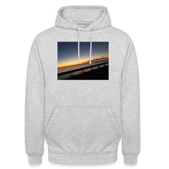 Coucher de soleil - Sweat-shirt à capuche unisexe - gris clair chiné - Devant - Alina (178cm) & Michal (187cm)