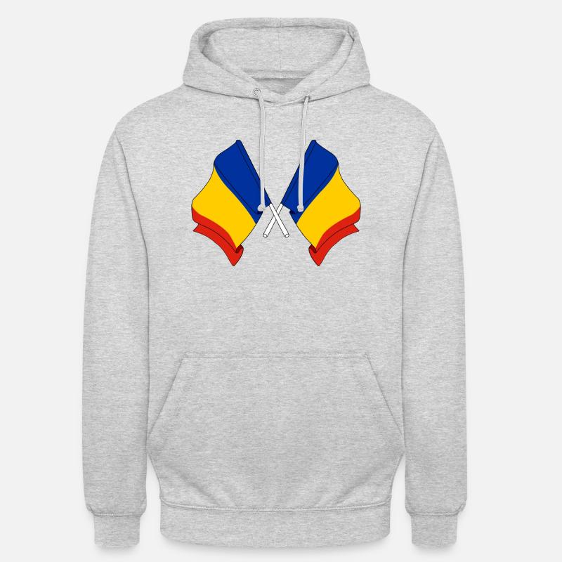 Deux drapeaux croisés du Tchad - Sweat-shirt à capuche unisexe - gris clair chiné