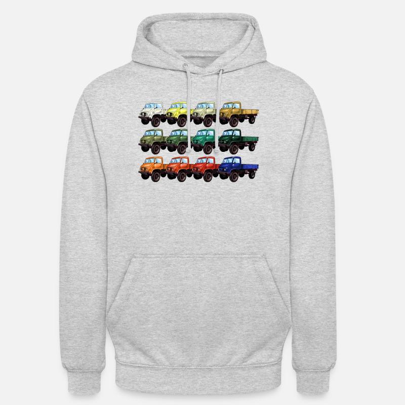 Farbpalette Unimog - Oldtimer - Regenbogen anders - Unisex Hoodie - Hellgrau meliert