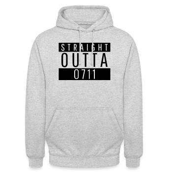 STRAIGHT OUTTA 0711 - Unisex Hoodie - Hellgrau meliert - Vorne - Alina (178cm) & Michal (187cm)