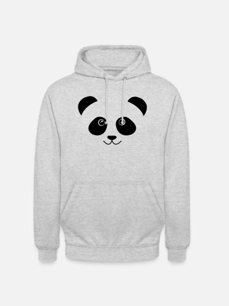 Panda - Sweat-shirt à capuche unisexe - gris clair chiné