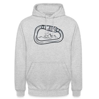 Berge im Karabiner Shirt für Klettersportler/innen - Unisex Hoodie - Hellgrau meliert - Vorne - Alina (178cm) & Michal (187cm)