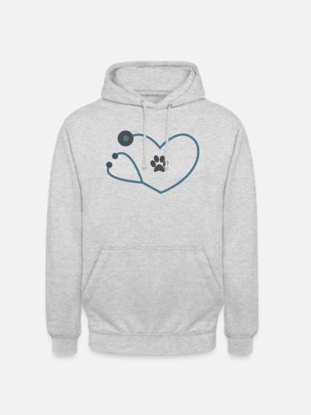 Tiermediziner Tierarzt Stethoskop - Unisex Hoodie - Hellgrau meliert