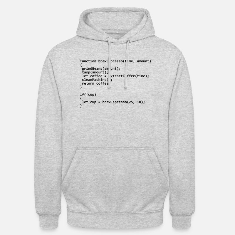 Code de machine à expresso automatisée - Sweat-shirt à capuche unisexe - gris clair chiné