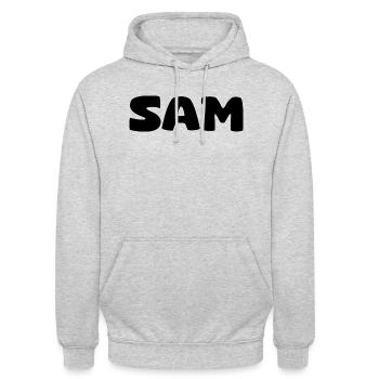 Name - Säm - Unisex Hoodie - Hellgrau meliert - Vorne - Alina (178cm) & Michal (187cm)