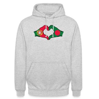Portugal Bangladesh flag heart shape - Unisex Hoodie - light heather grey - Front - Alina (178cm) & Michal (187cm)