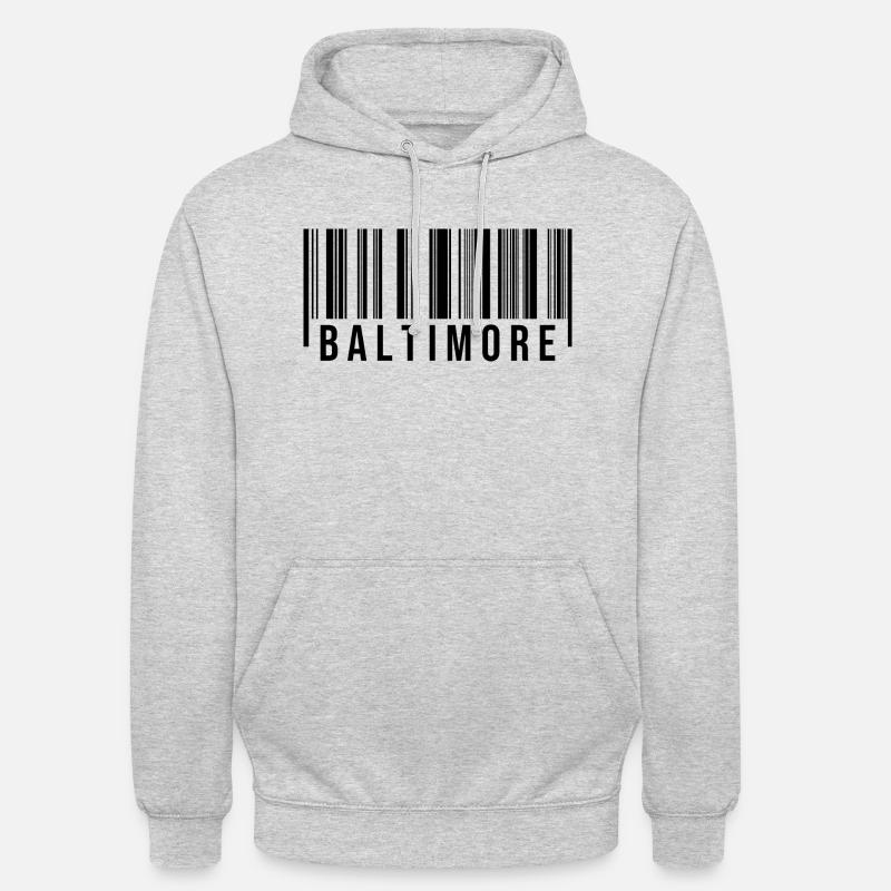 Code-barres Baltimore - Sweat-shirt à capuche unisexe - gris clair chiné