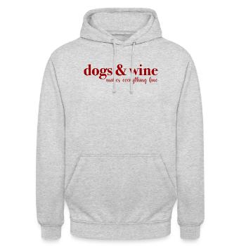 Dogs & Wine makes everything fine - Unisex Hoodie - Hellgrau meliert - Vorne - Alina (178cm) & Michal (187cm)