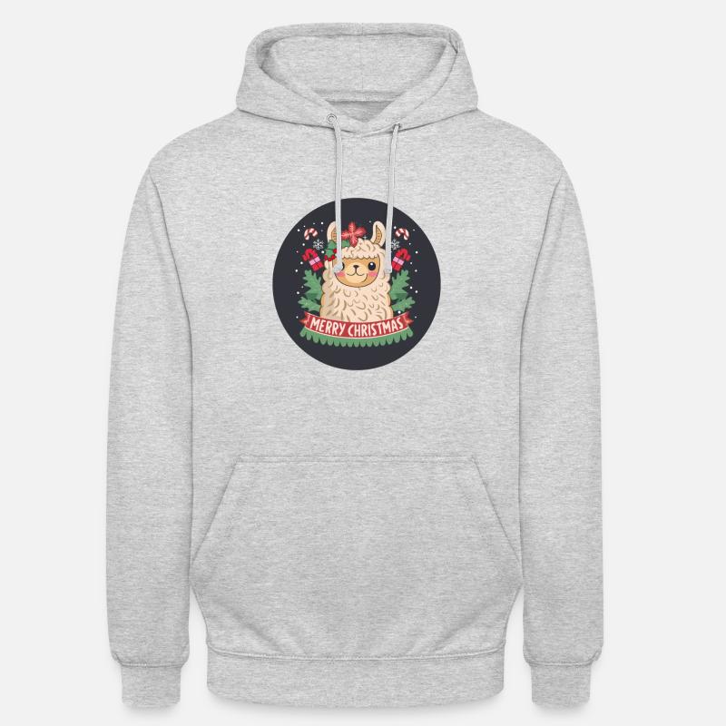 Alpaga Joyeux Noël - Sweat-shirt à capuche unisexe - gris clair chiné
