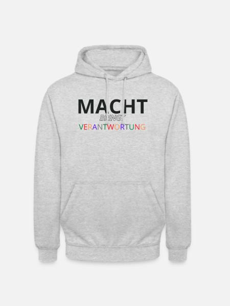 Macht bringt Verantwortung bunt - Unisex Hoodie - Hellgrau meliert